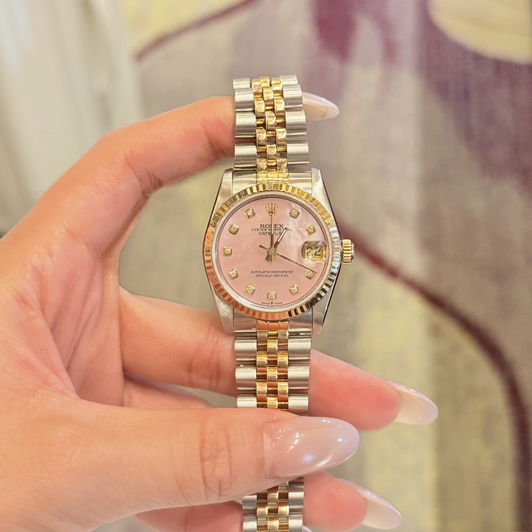 99新 Rolex/劳力士 女装日志型68273粉贝母腕表/后钻/WHP034813