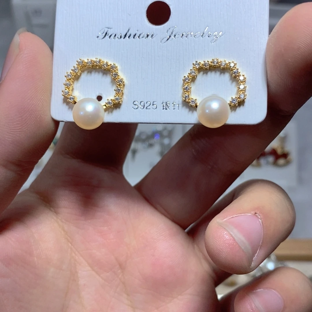 耳饰淡水珍珠银S925镶嵌