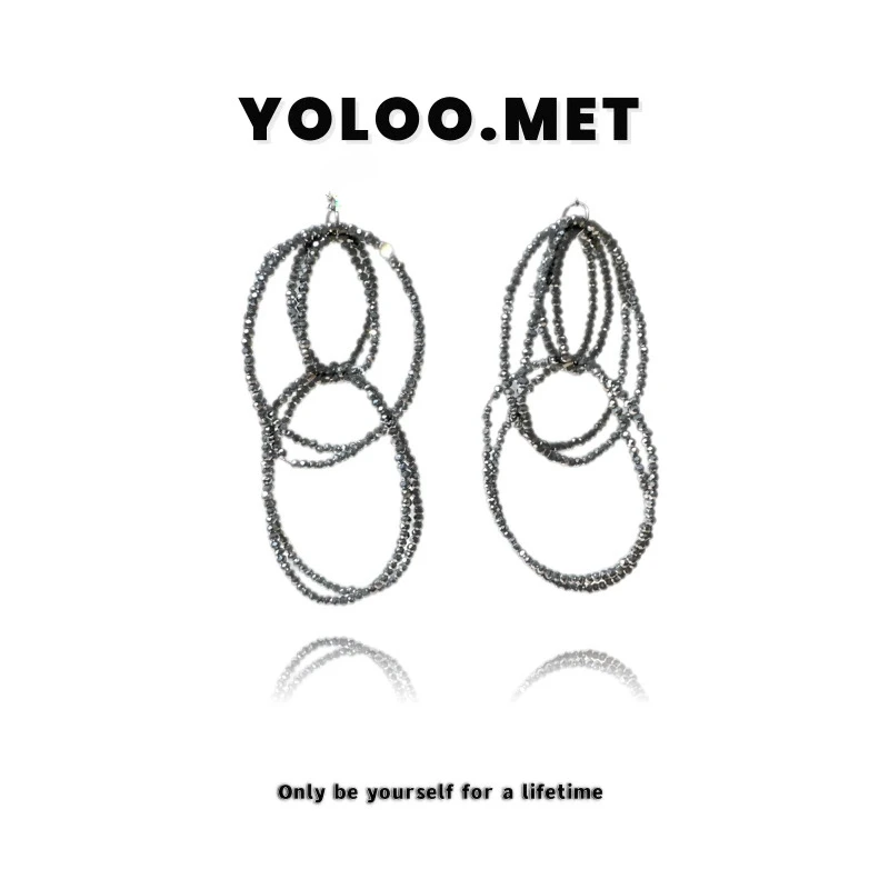 铜合金耳饰 【Yoloo.Met】小众设计师轻奢气质手工带锆三圈百搭耳环