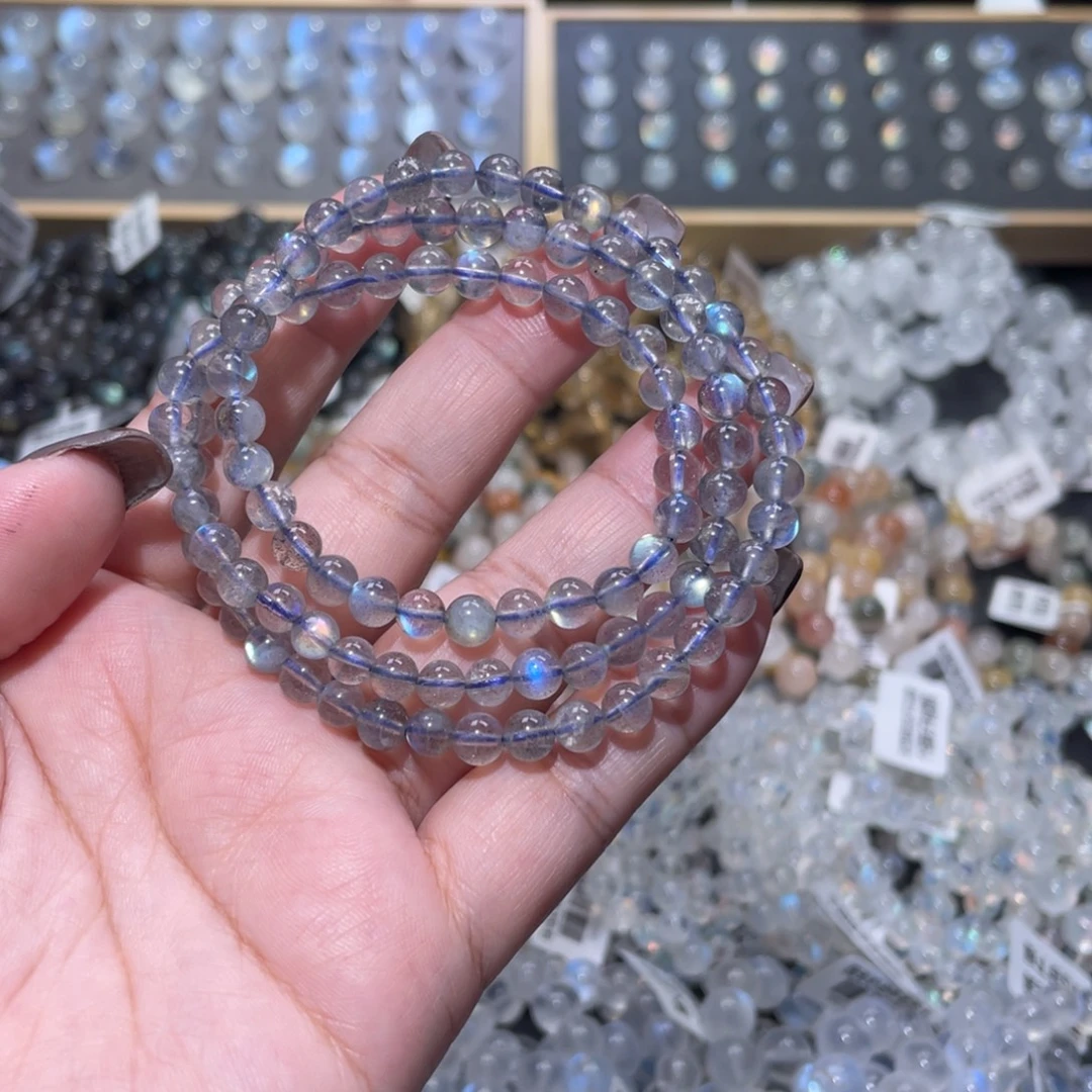 长石未镶嵌手链灰月光手链多圈5mm+捡漏价