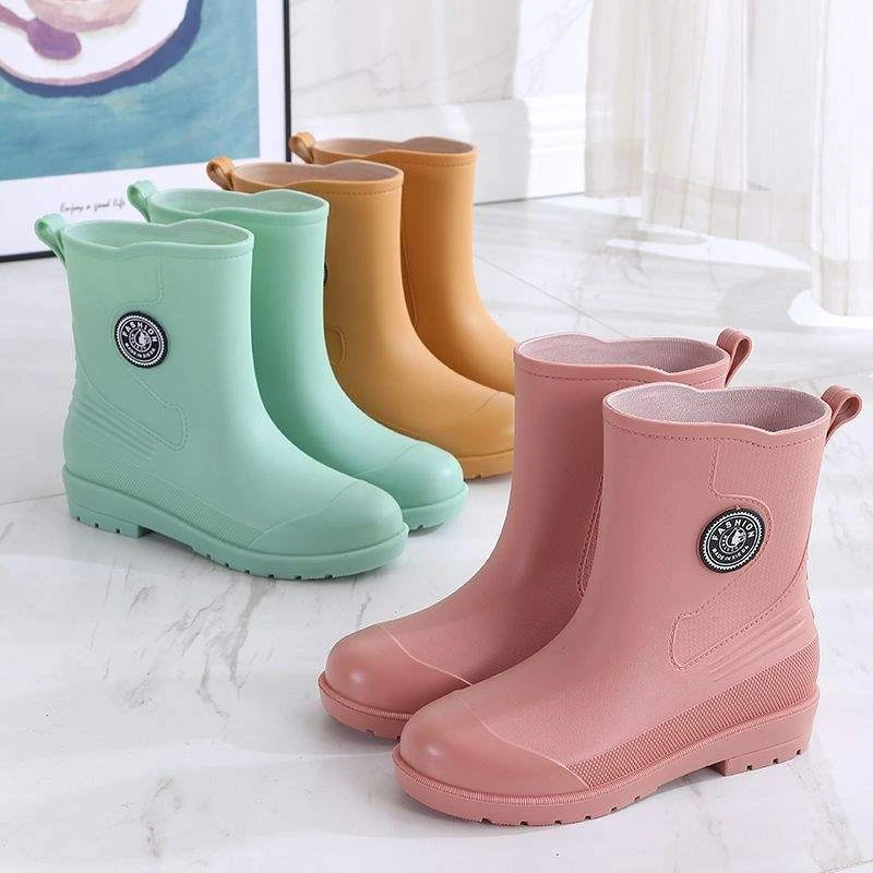 2025女士雨鞋四季通用中筒加绒保暖雨靴胶鞋防水防滑厨房工作水鞋