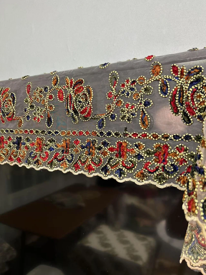 B-19[尺寸40*220CM]彩色玫瑰花刺绣美式桌旗