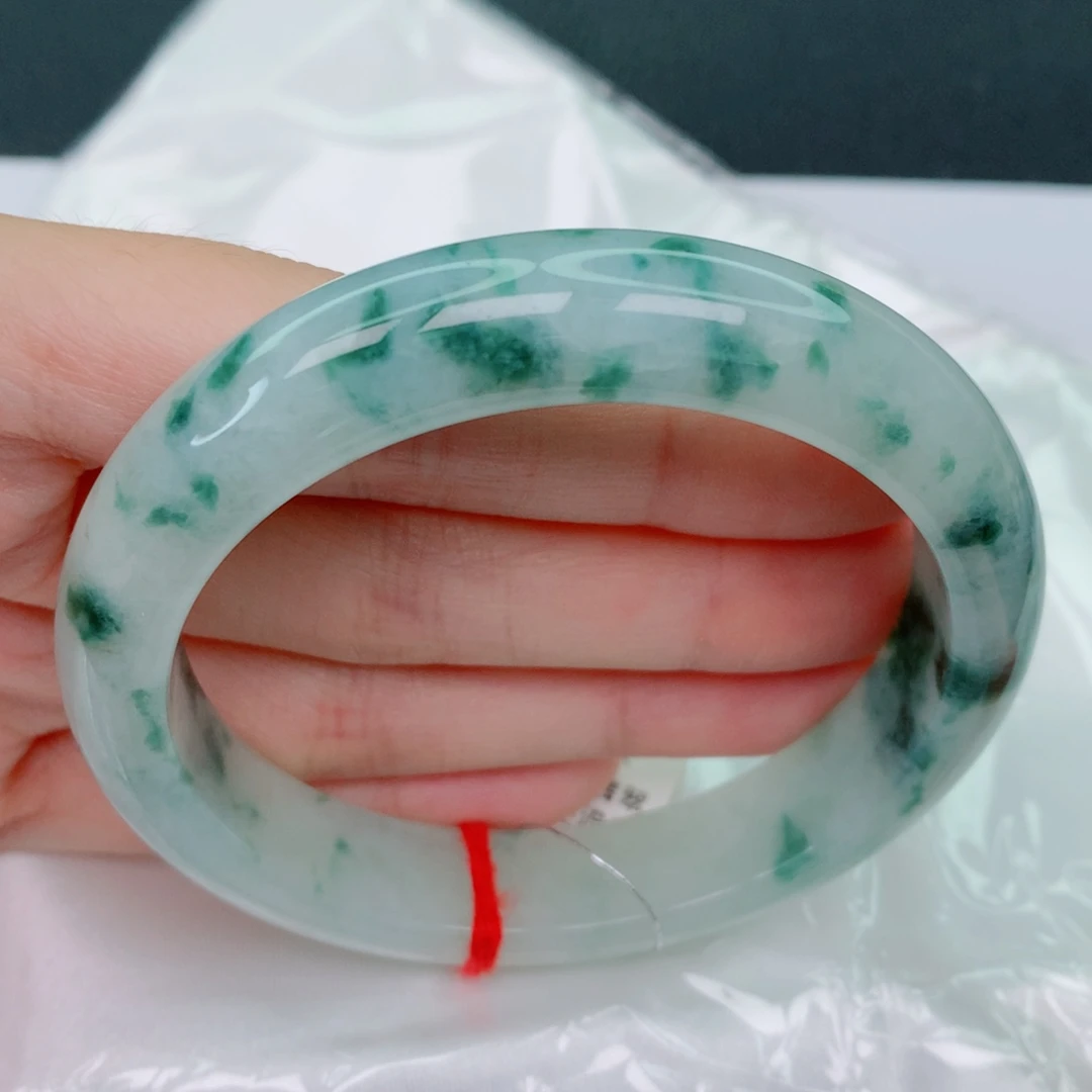 未镶嵌手镯翡翠57.3正圈，墨绿花