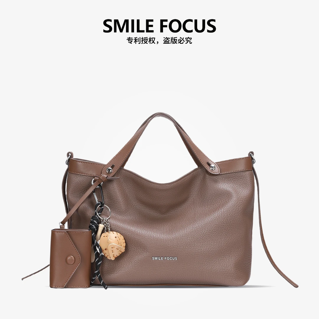 SMILE FOCUS微笑有约时尚荔枝纹手提包2025新款大容量百搭单肩包