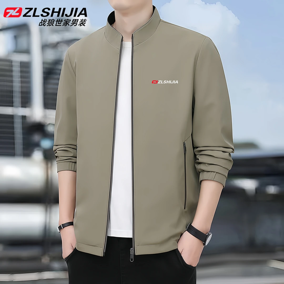 战狼世家休闲男外套春秋季商务运动舒适加绒宽松立领男士青年夹克