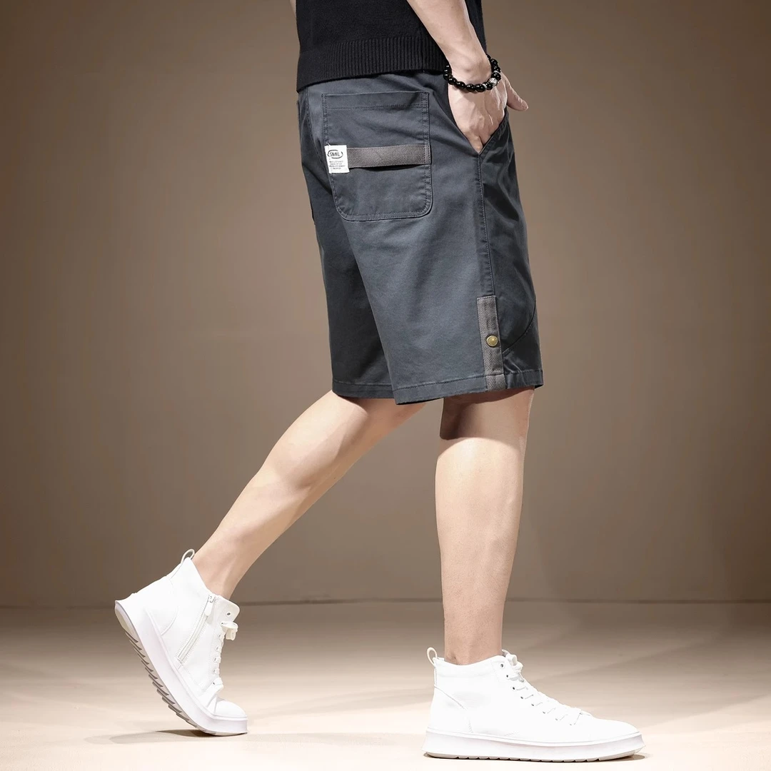 Cebrodz设计感短裤男夏季薄款潮牌宽松直筒工装中裤运动五分裤男