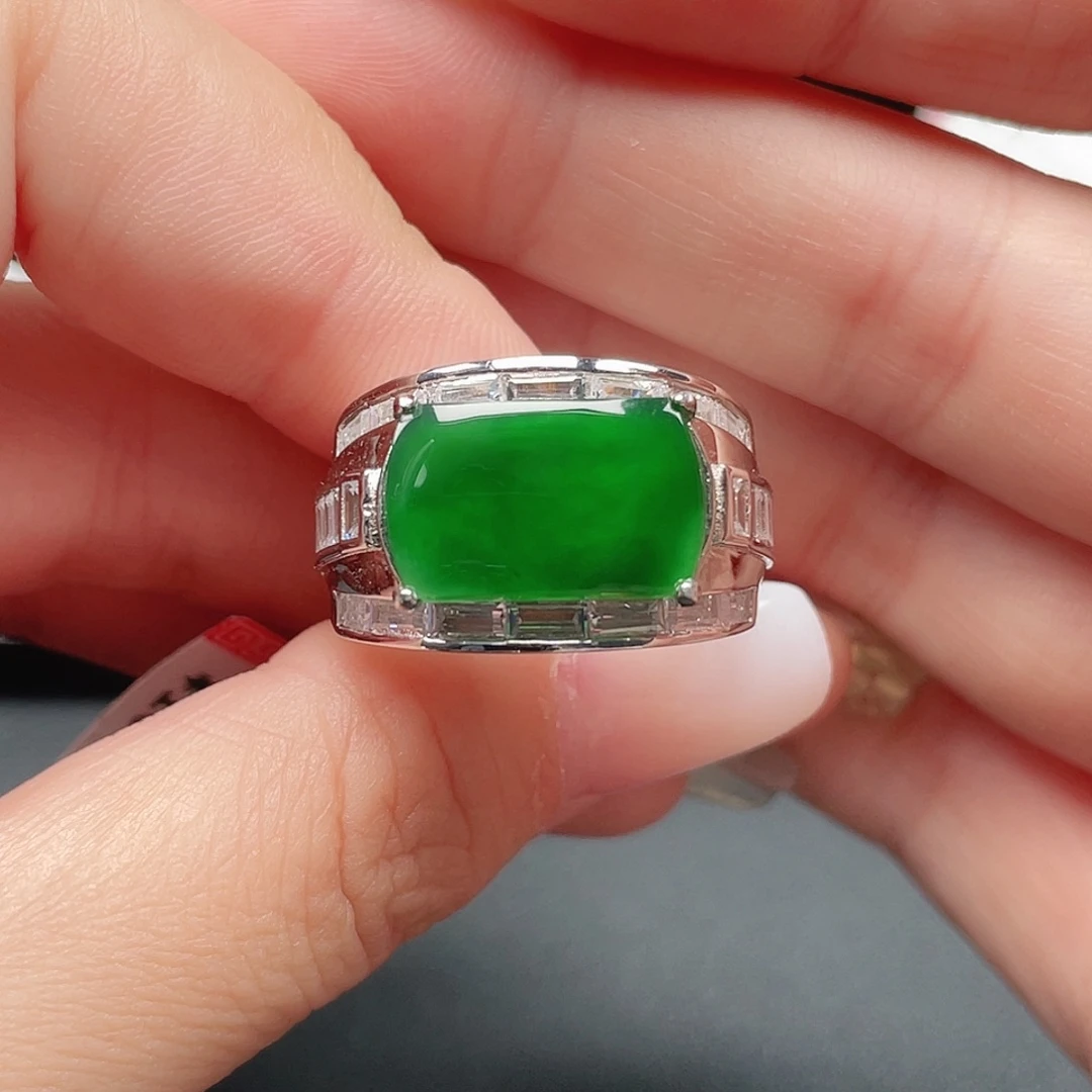 翡翠银S925镶嵌戒指没有运费险4017