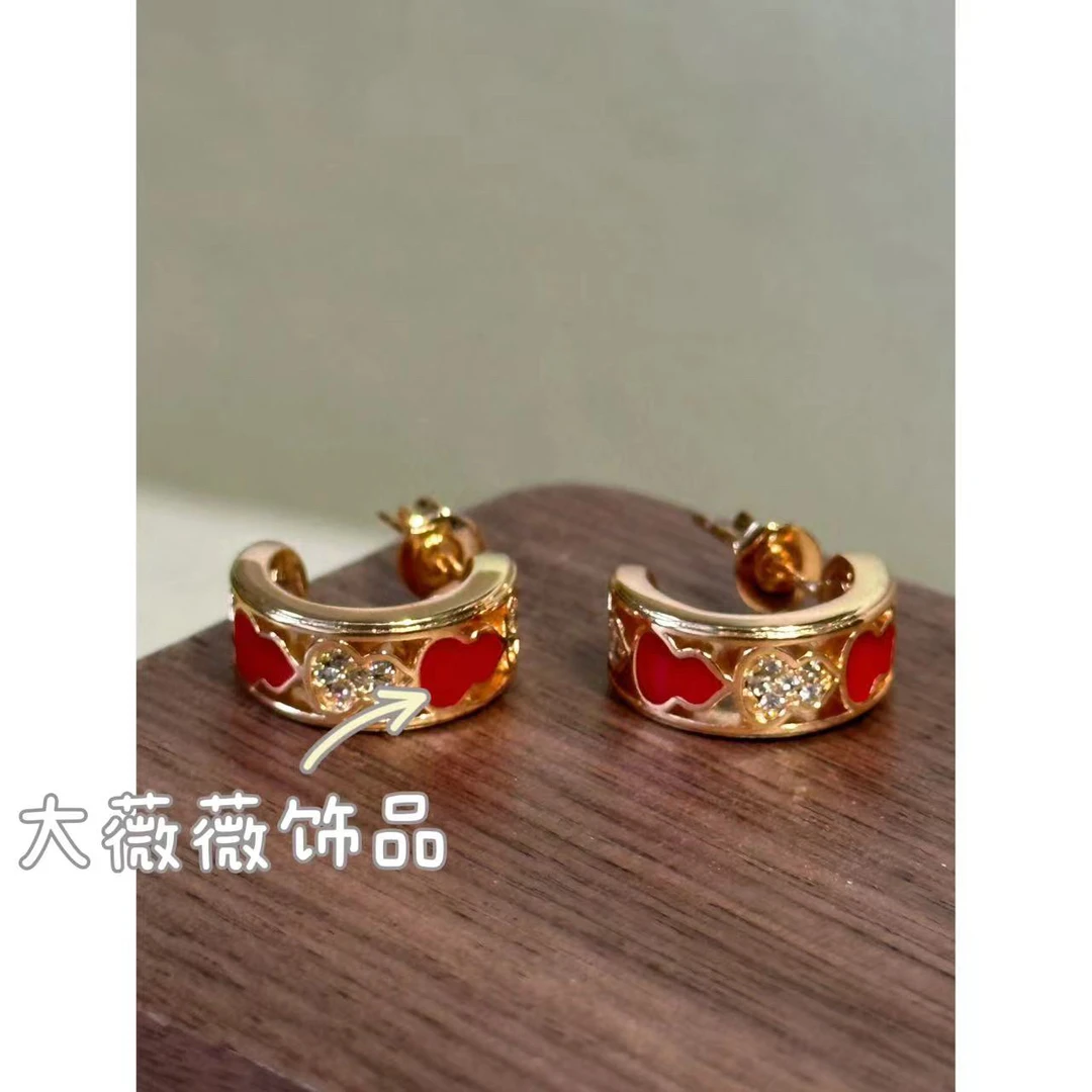 铜合金耳饰 红色拼微镶葫芦耳饰-67642
