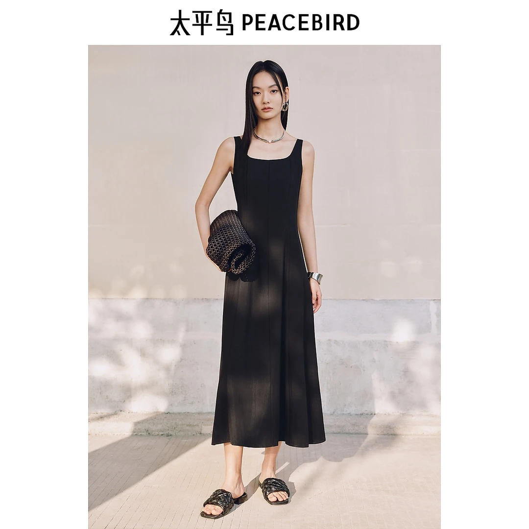 【赵老板专属】太平鸟无袖方领连衣裙欧若风新款法式AAFAF211U
