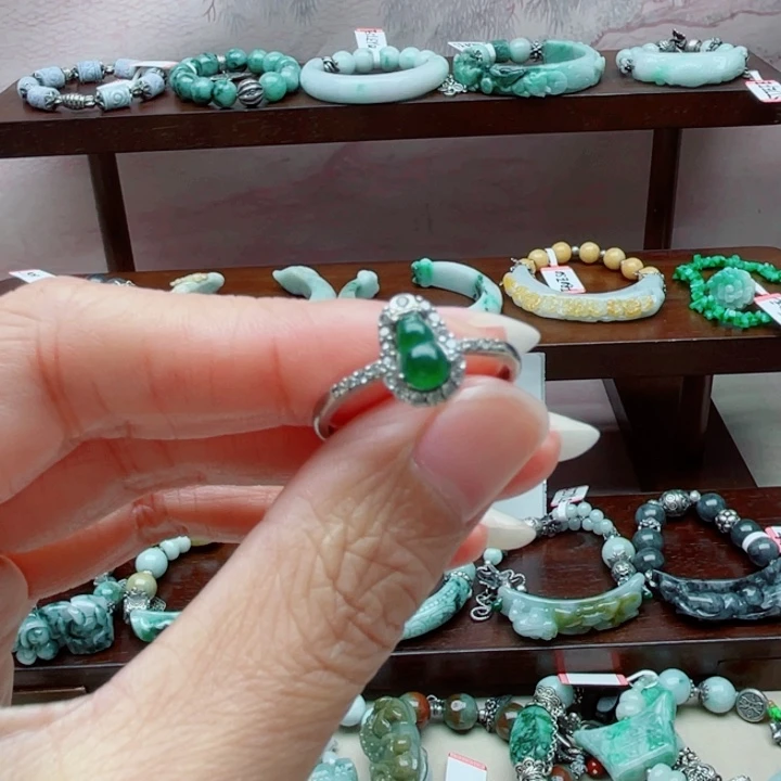 翡翠未镶嵌手链戒指活口可调节