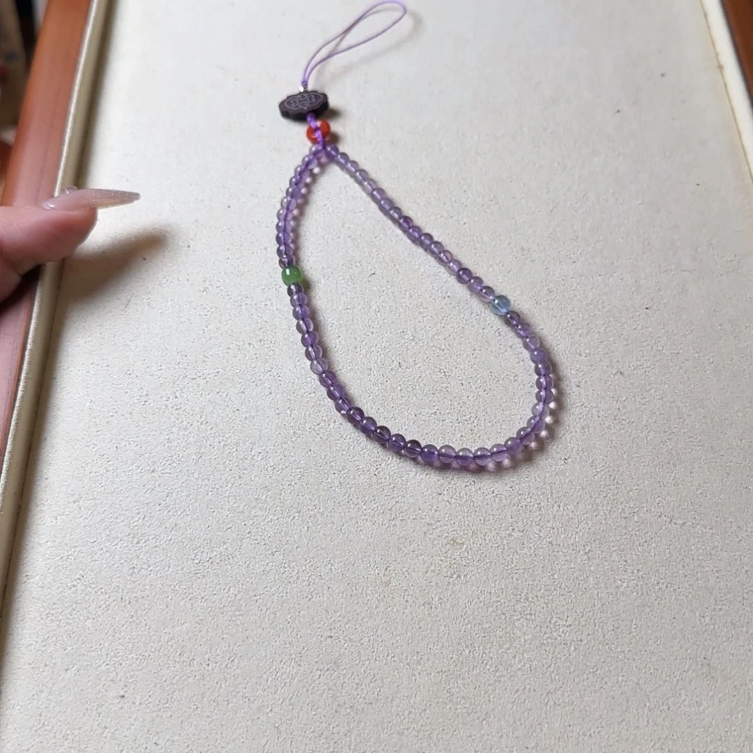 紫晶车挂未镶嵌w*手机链