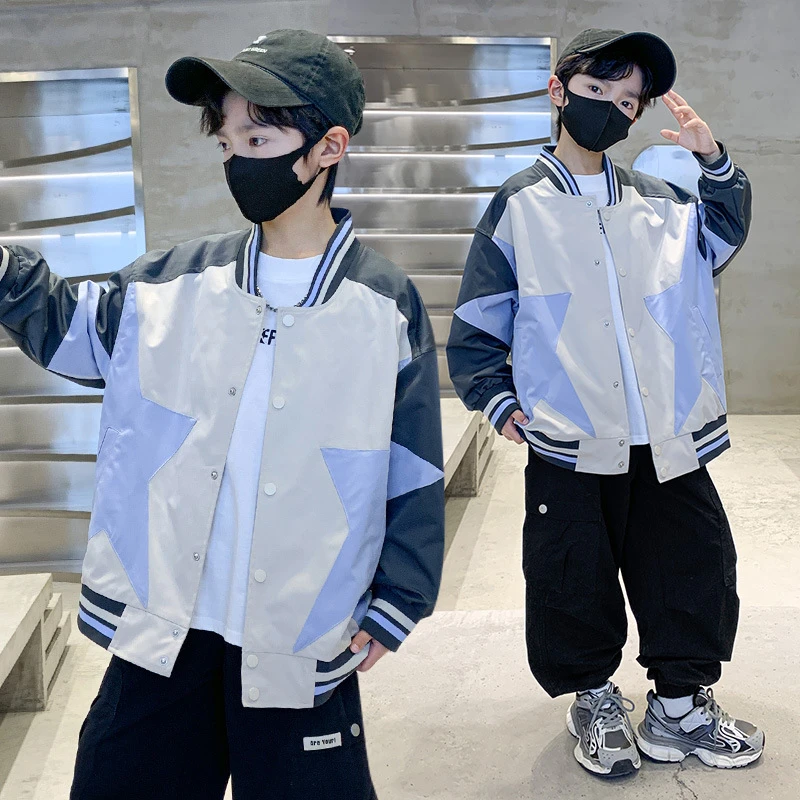 童装男童棒球服夹克外套2025新款中大儿童秋季休闲拼色宽松上衣潮
