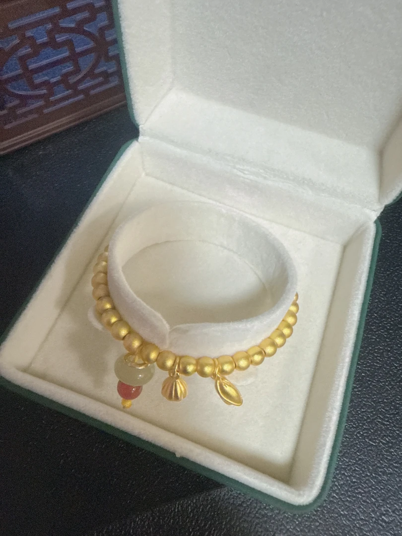 足金999镶嵌和田玉DIY精工两世欢手链