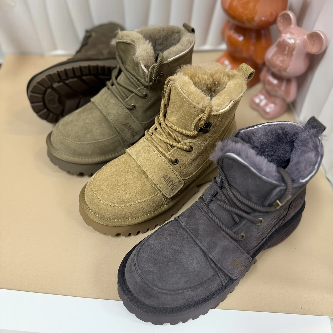 情侣款加厚高帮牛皮皮毛一体羊毛加厚防滑 【8568】雪地靴