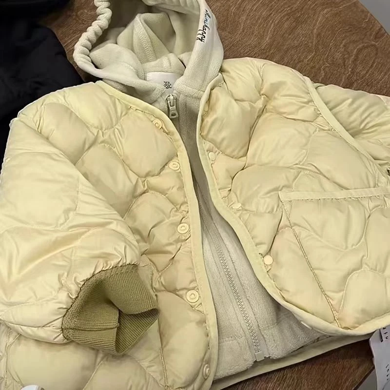 韩国童装女童棉服冬季2024新款轻薄保暖儿童棉服马甲两件套