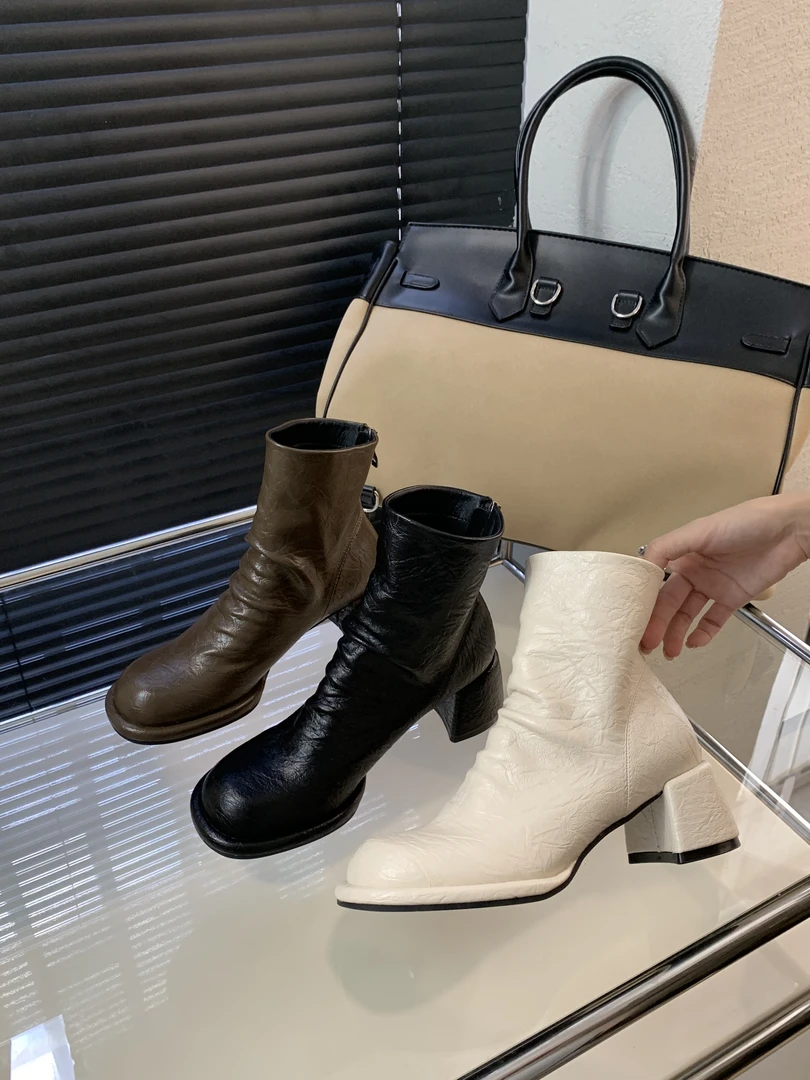复古高跟短靴小众切尔西新款爆款秋冬气质粗跟靴子女短靴瘦瘦马丁