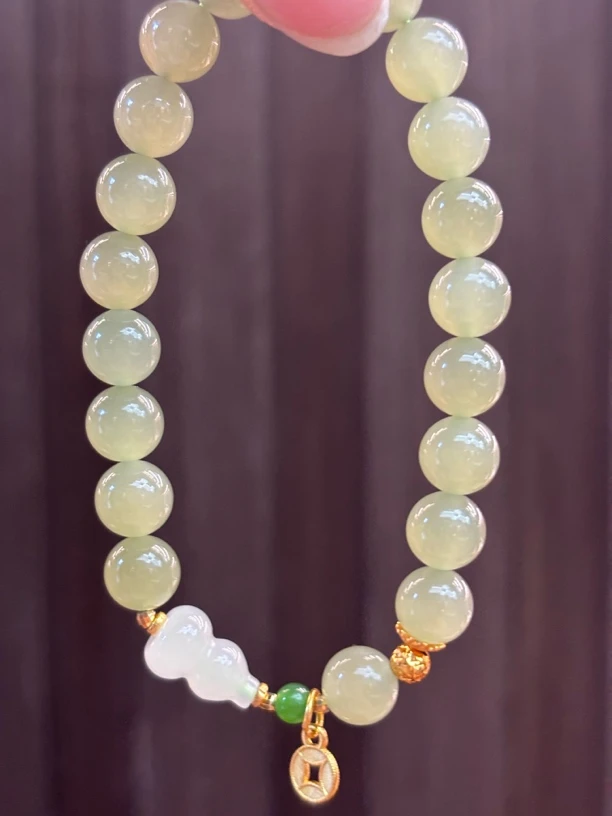 052884WM 和田玉青海料手串规格约：7.8mm 多样性发其一