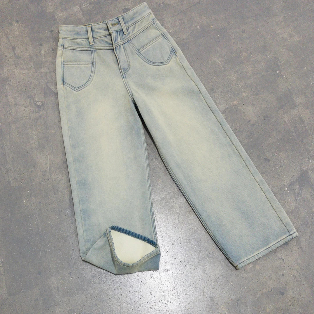 【长裤系列】直筒怀旧蓝 加绒牛仔裤 超好看百搭款