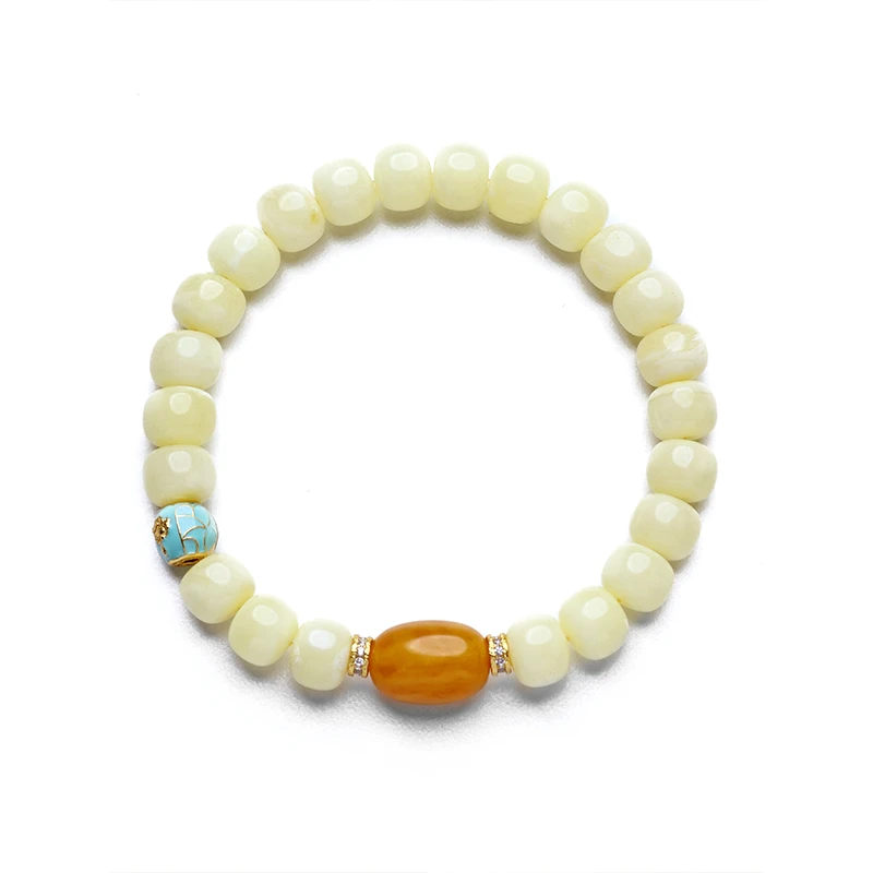 珠宝文玩蜜蜡糯玉米手串国风单圈s925银多样性发货