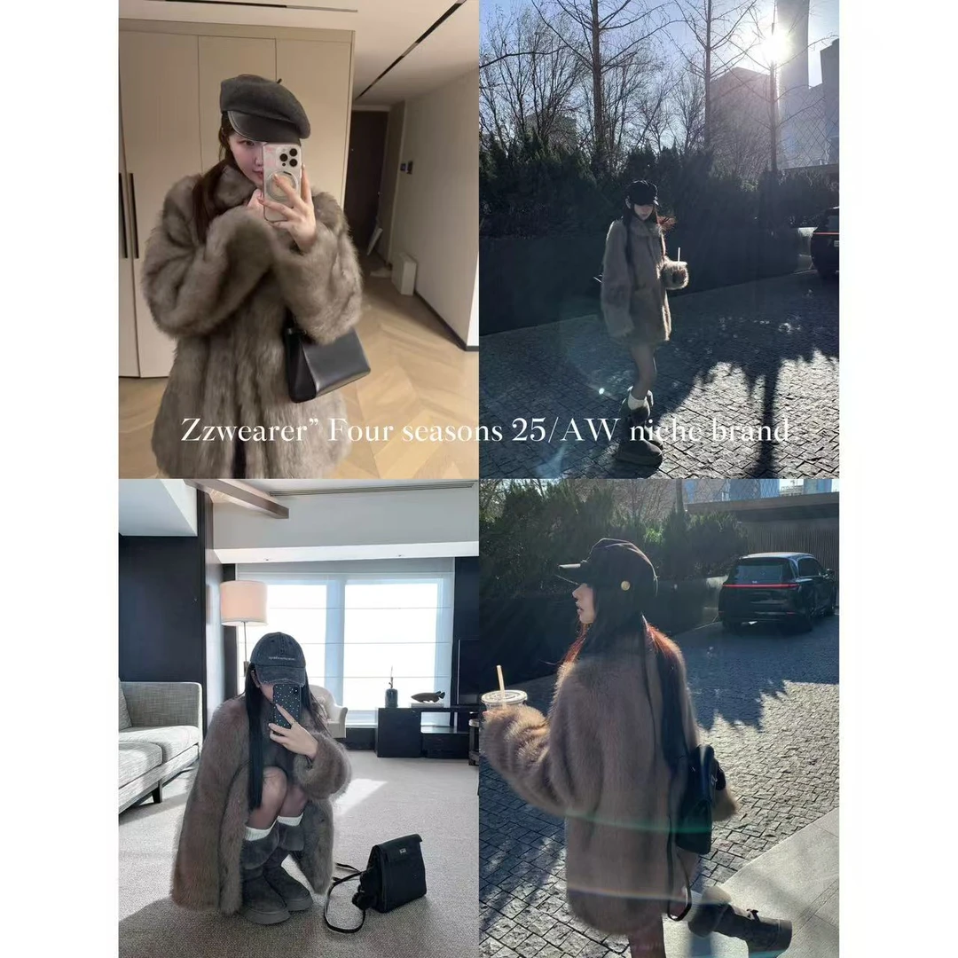 Zzwearer”【中古贝贝狐】只做渐变！秋冬新款毛毛外套娃娃领气质女