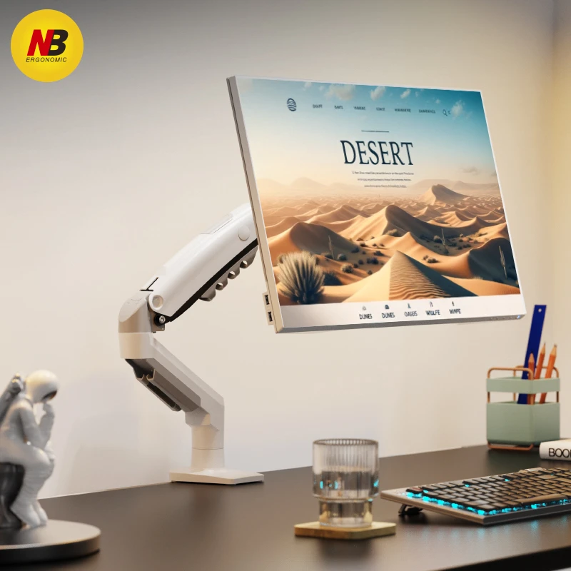 NB F80电脑显示器支架机械臂悬臂屏幕增高架 升降底座倒挂VESA