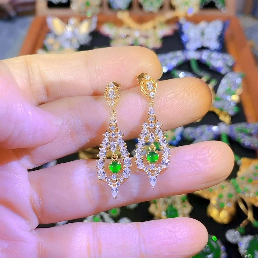 吊坠(不含链)银S925镶嵌翡翠