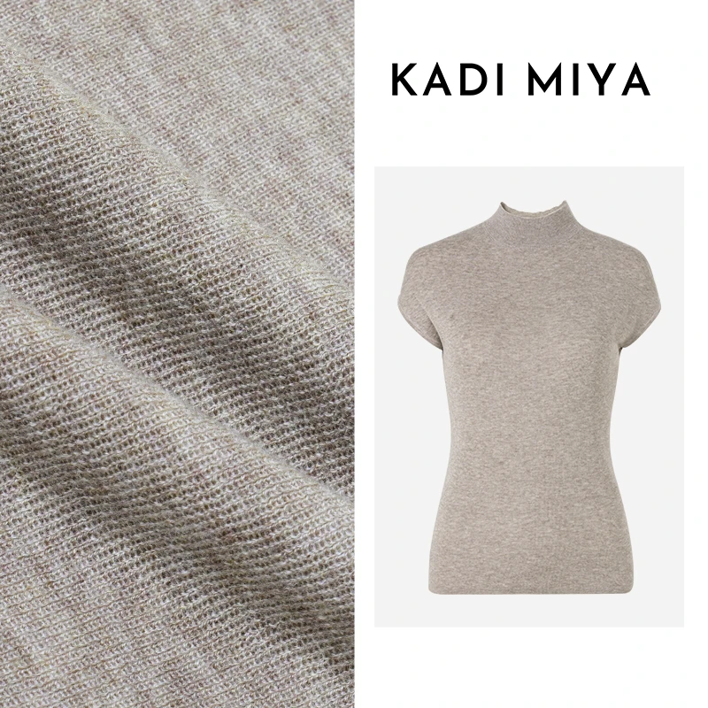 KADIMIYA【糯云衫】法式软糯羊毛针织打底衫女修身小立领短袖上衣