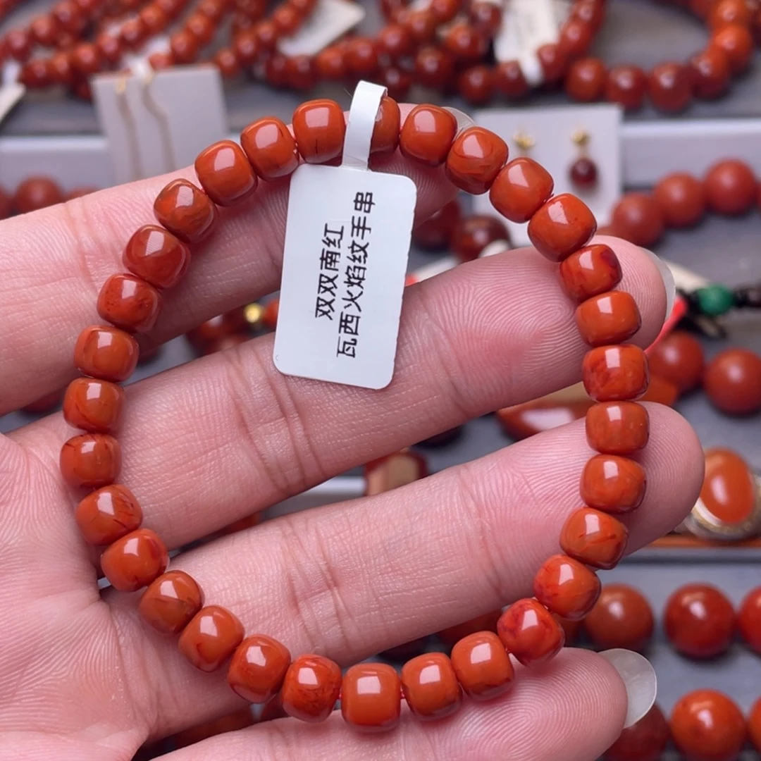 南红玛瑙未镶嵌南红玉石7mm瓦西柿子红满色满肉老型手串