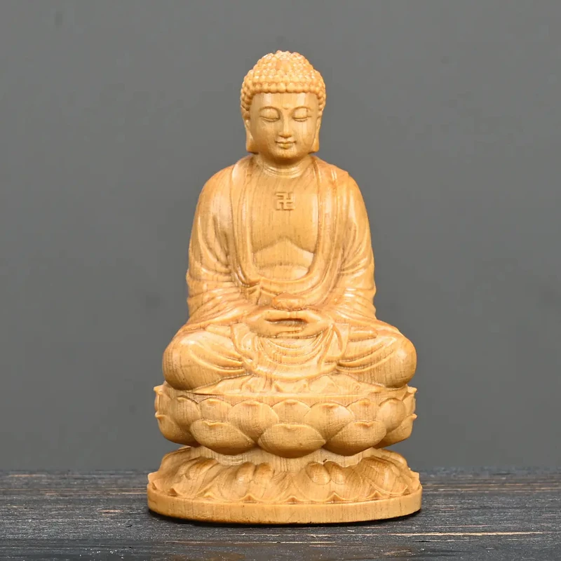 崖柏木雕禅坐大日如来高8cm阿弥陀佛车载装饰家居摆件工艺品