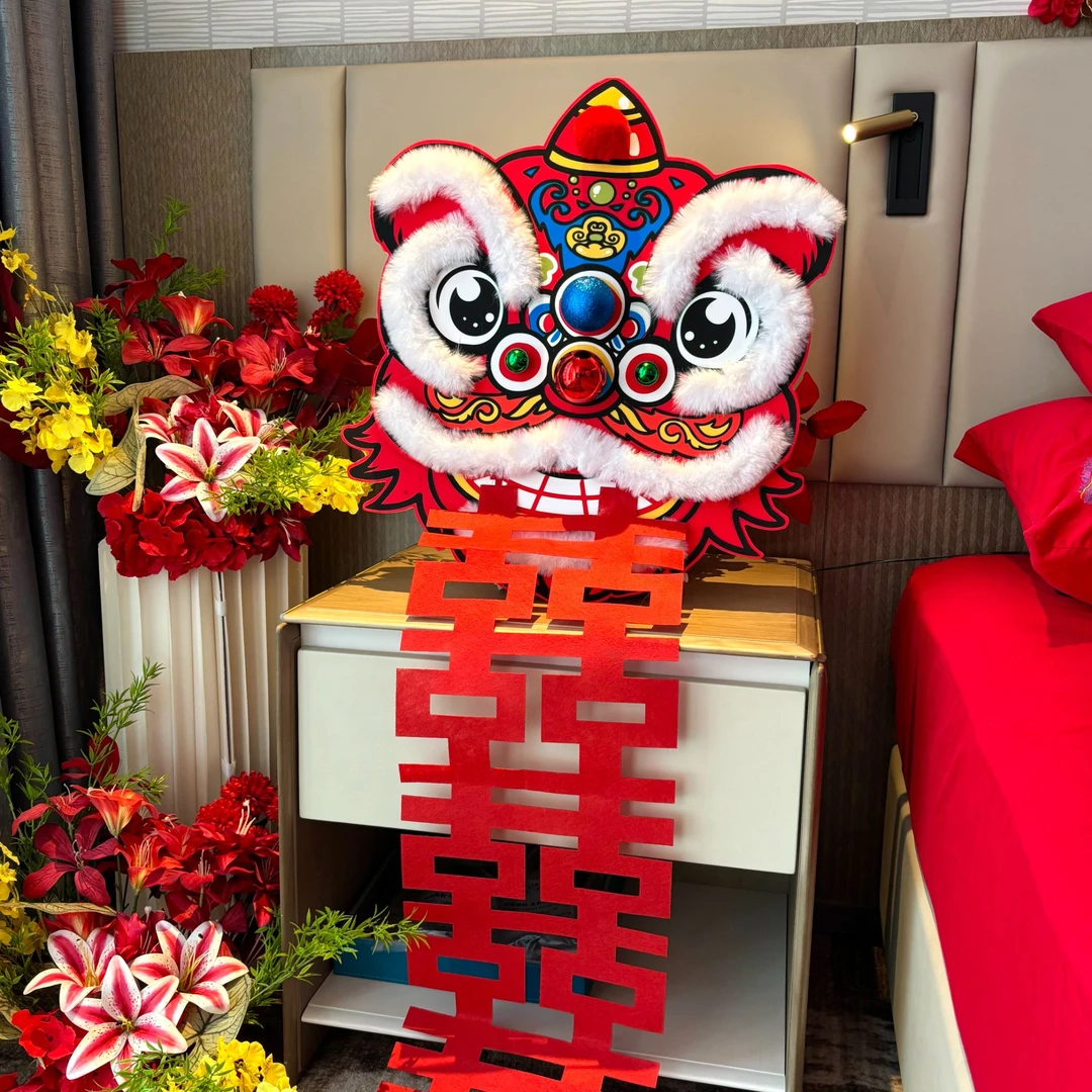 【醒狮摆件】婚房布置新房装饰醒狮摆件男女方结婚礼卧室晨袍拍照