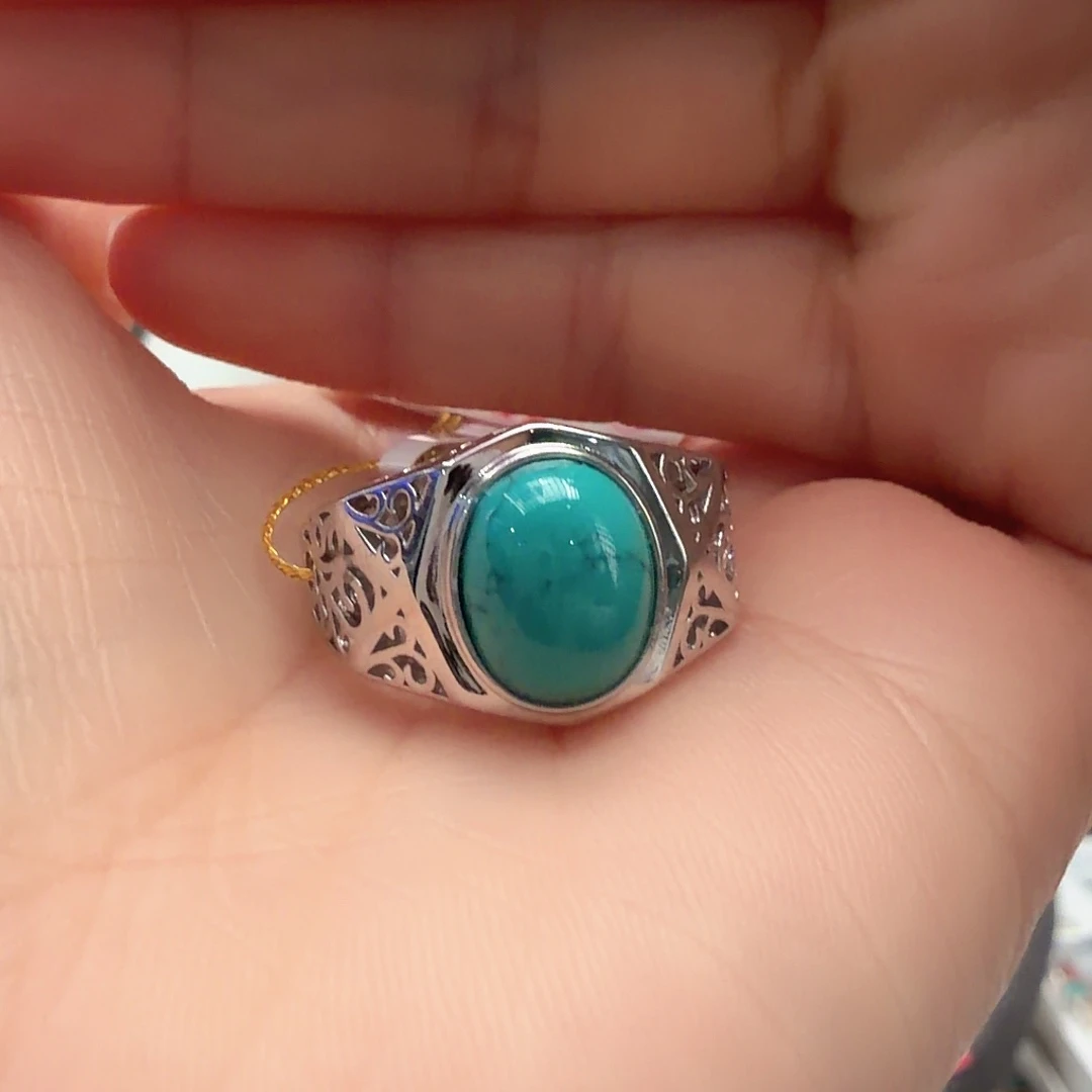 绿松石银S925镶嵌戒指