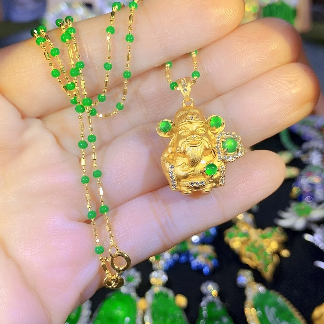 吊坠(不含链)银S925镶嵌翡翠