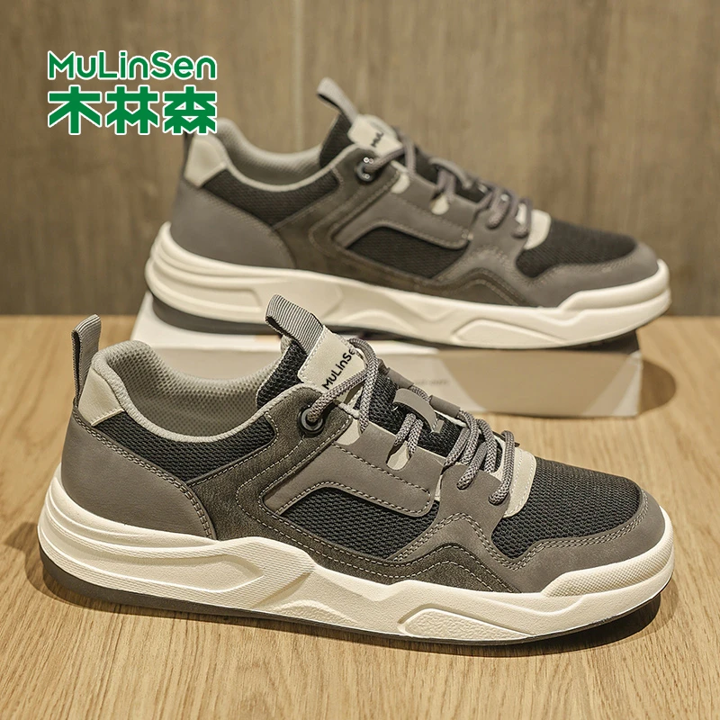 木林森男鞋2025新款夏季网面透气休闲运动鞋小众轻便软底百搭板鞋