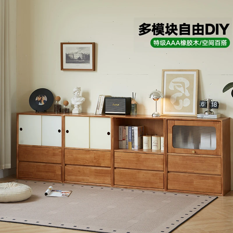 家用矮柜复古风落地实木组合柜收纳柜风电视柜书柜客厅电视柜带门