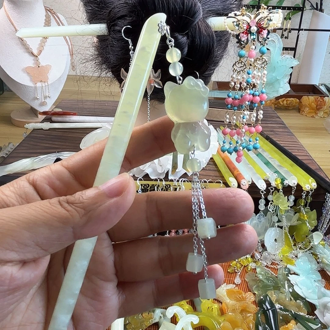蛇纹石玉合金发饰