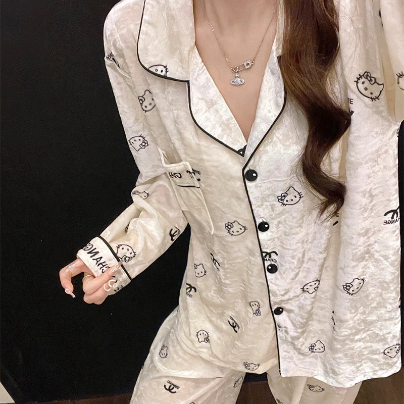 2025新款秋冬季长袖长裤金丝绒睡衣女士开衫保暖高级感家居服套装