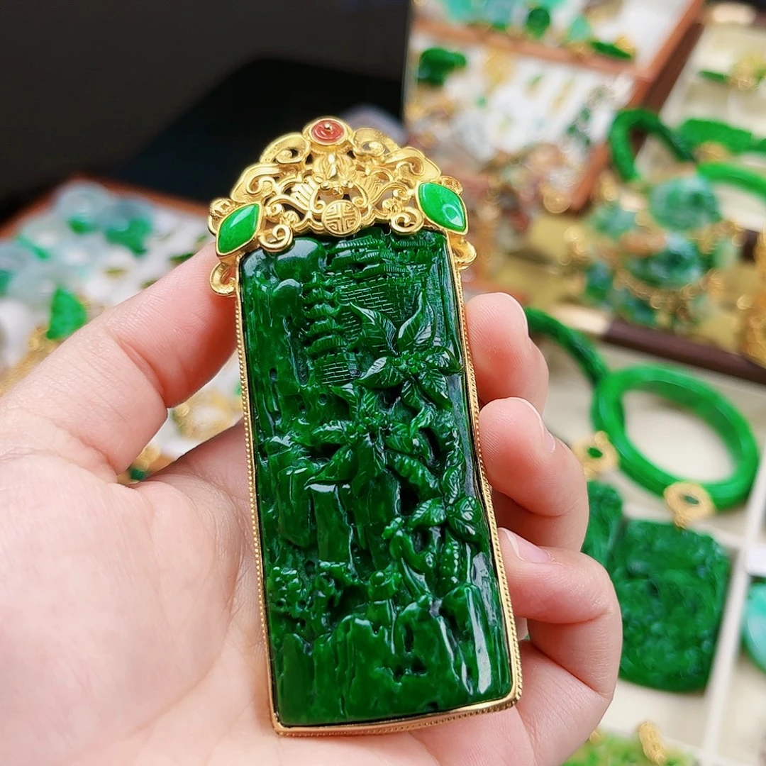 【闪购商品】吊坠(赠链)银S925镀金镶嵌翡翠