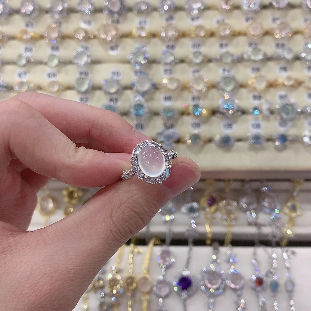 蛇纹石玉戒指银S925镶嵌享****手