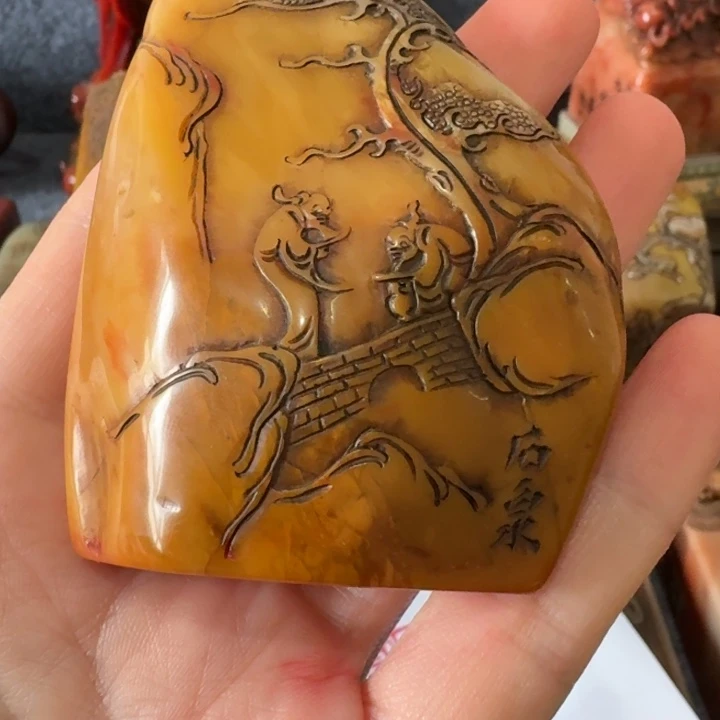 乐***堂石材手工艺品摆件包邮