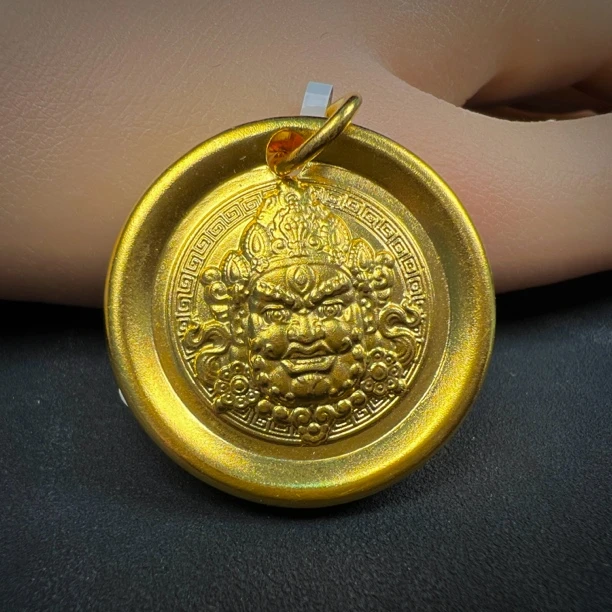 吊坠足银 金银古法黄财神吊坠挂坠传承实心