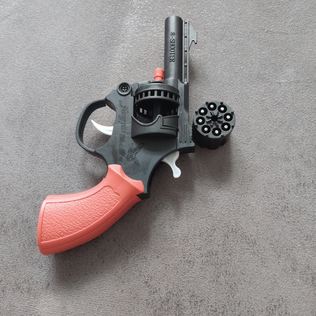 电镀金银纸炮塑料左轮玩具安全不可发射8090怀旧玩具