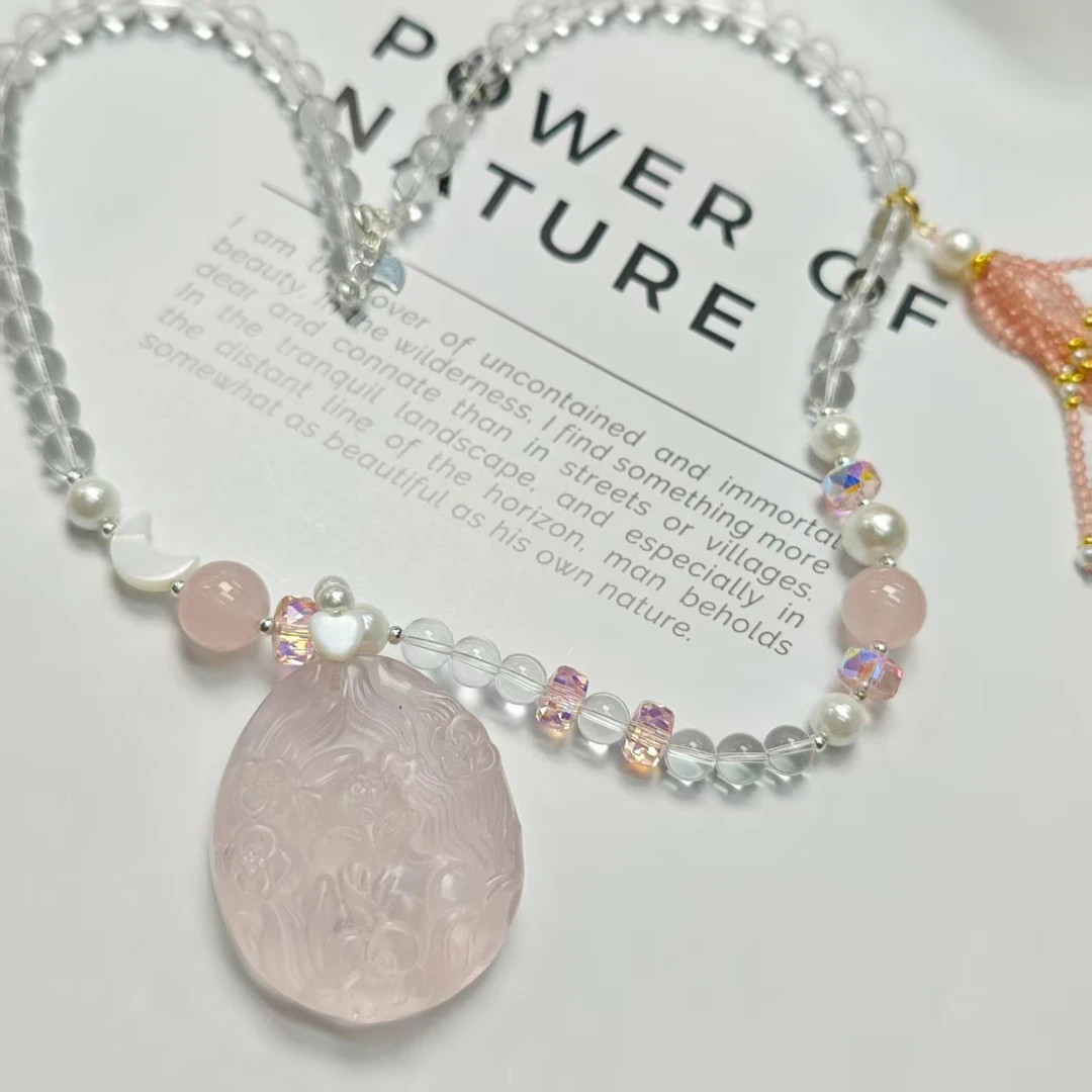 【呆呆狐】粉水晶925银狐牌项链33+(多样发其一) YX207