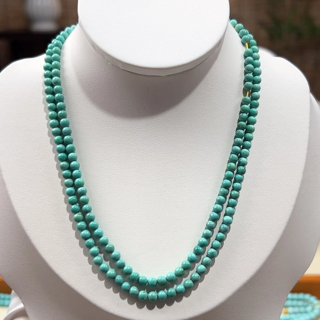 绿松石未镶嵌06圆珠108放漏卡3++