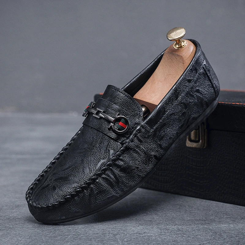 男士低帮透气软底防滑一脚蹬痞酷乐福驾车皮鞋懒人鞋时尚舒适适合