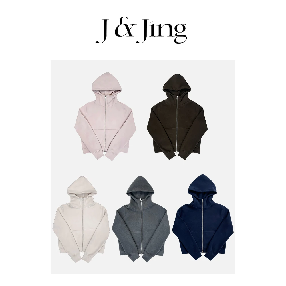 J&Jing-「Rich基础」-加厚不加绒！高克重显瘦厚款连帽短外套MD5283