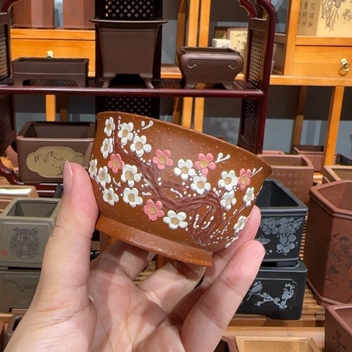 紫砂花盆口径7深度4