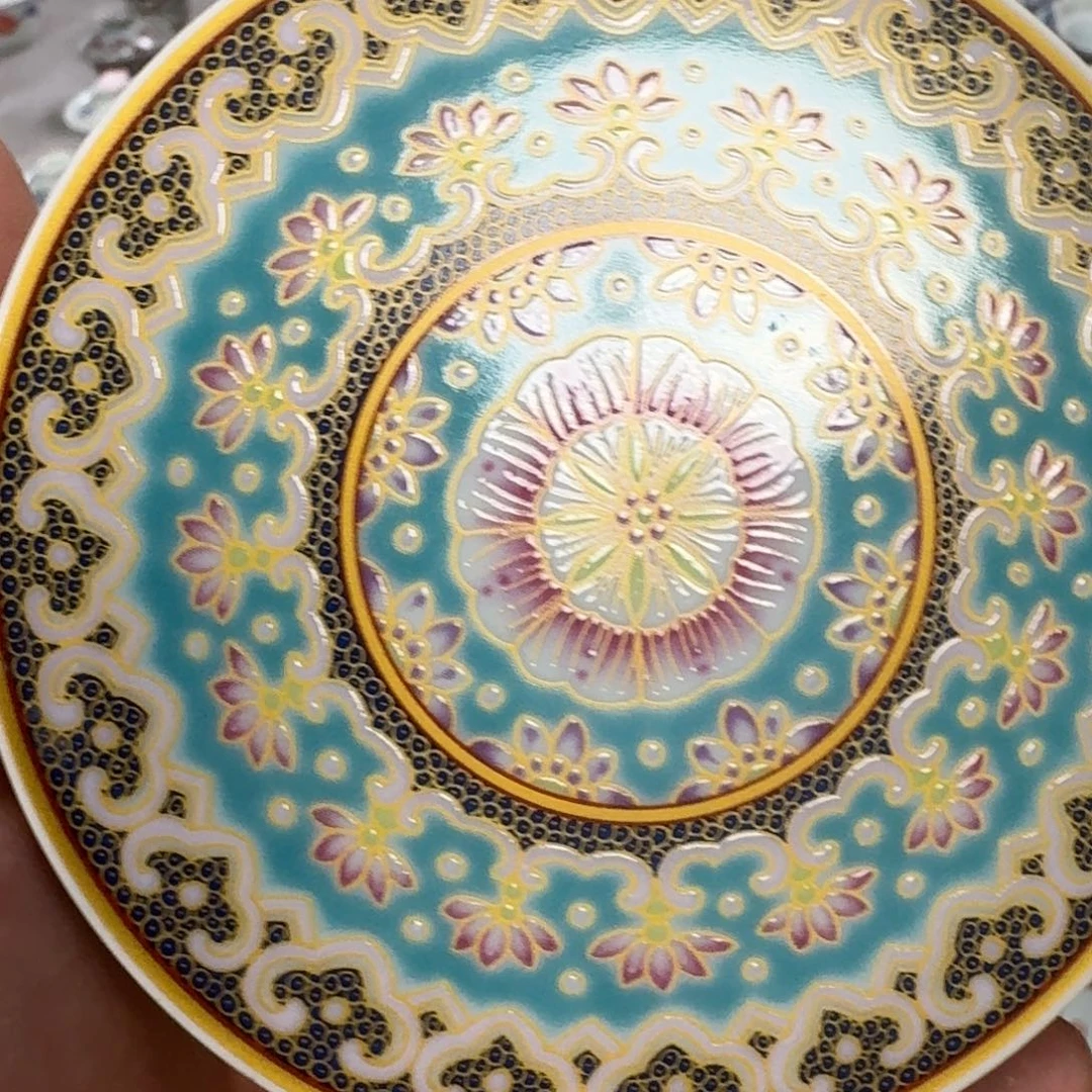 摆件绿珐琅彩盖置