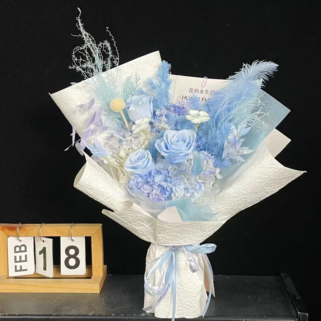 星河永生花束蓝白色系如宇宙般星辰璀璨送老公男朋友生日纪恋日