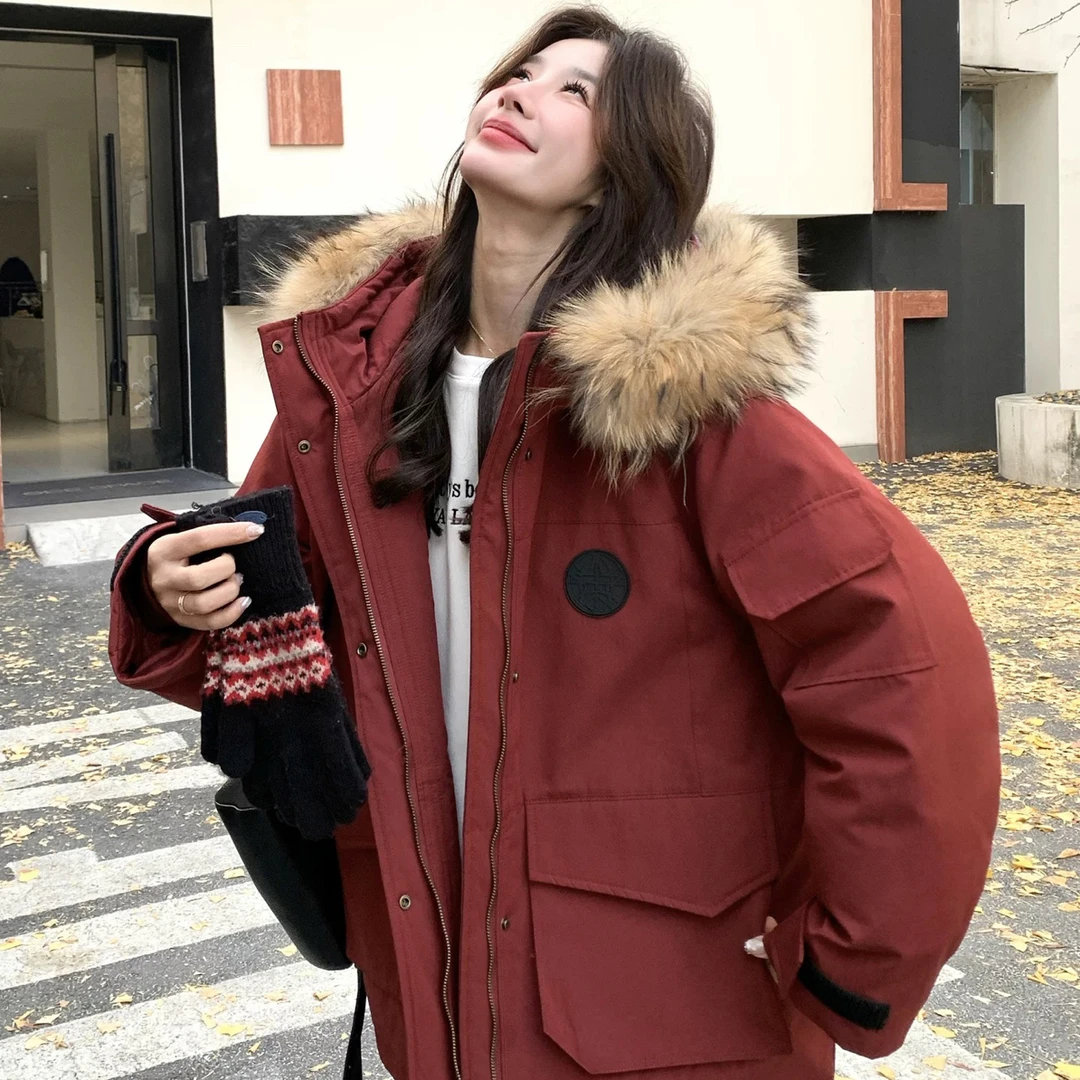 9576大毛领加厚加毛情侣款大外套