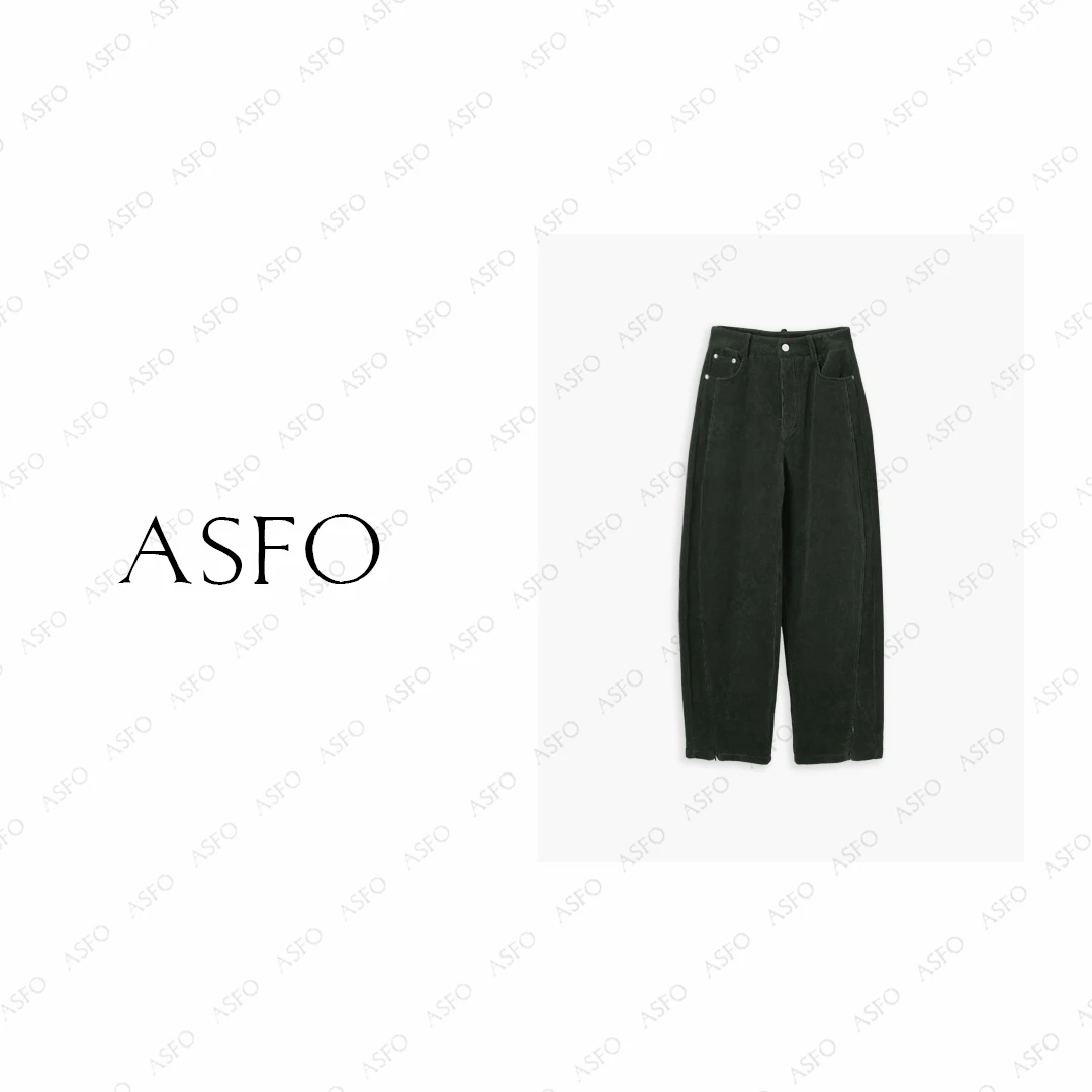 【AS节节高】25新定制复古绿加绒加厚灯芯绒百搭休闲裤AS25QNK00524